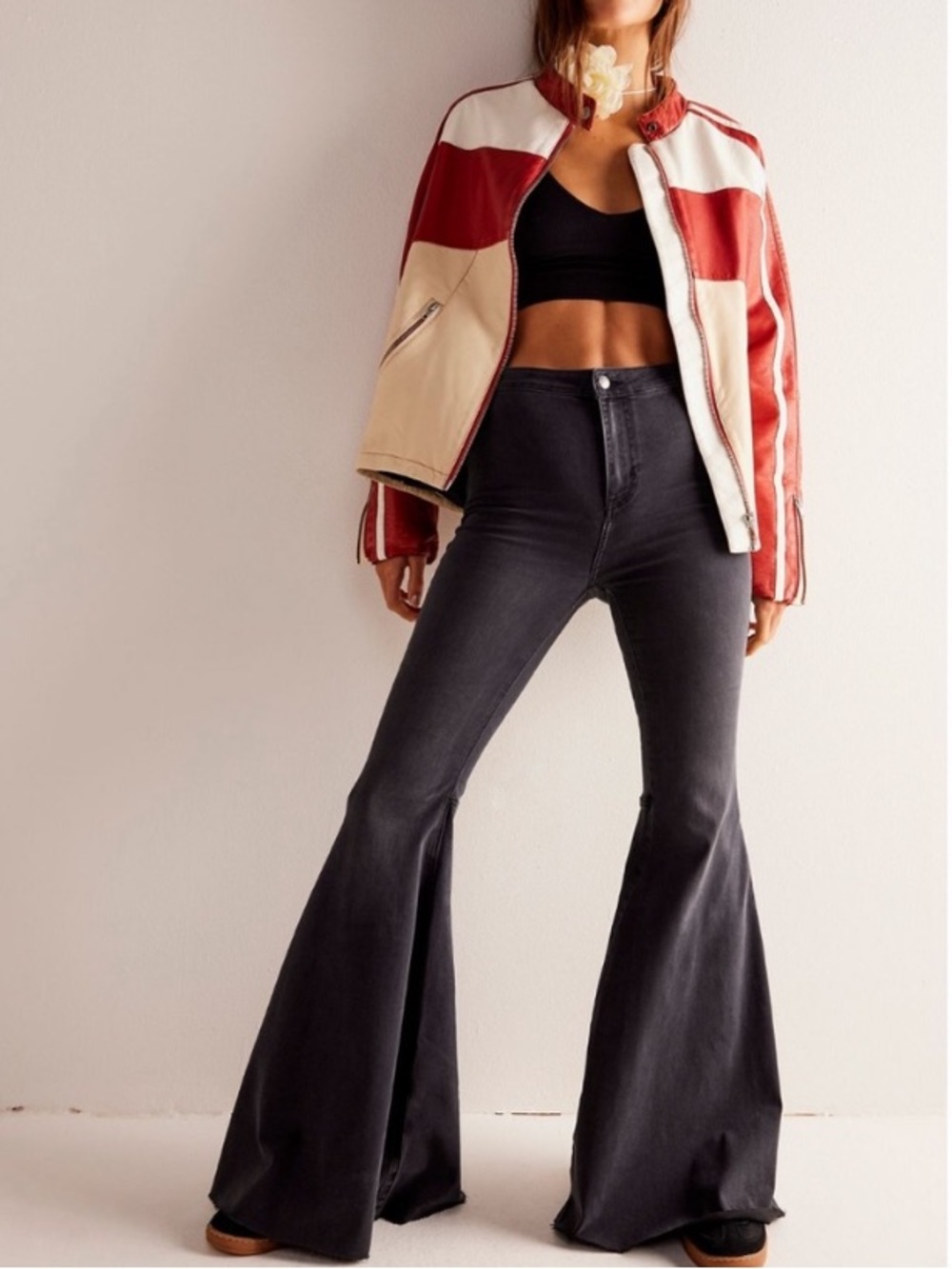 Free People Just Float On Flare Jeans High-Waist Black Flare Jeans